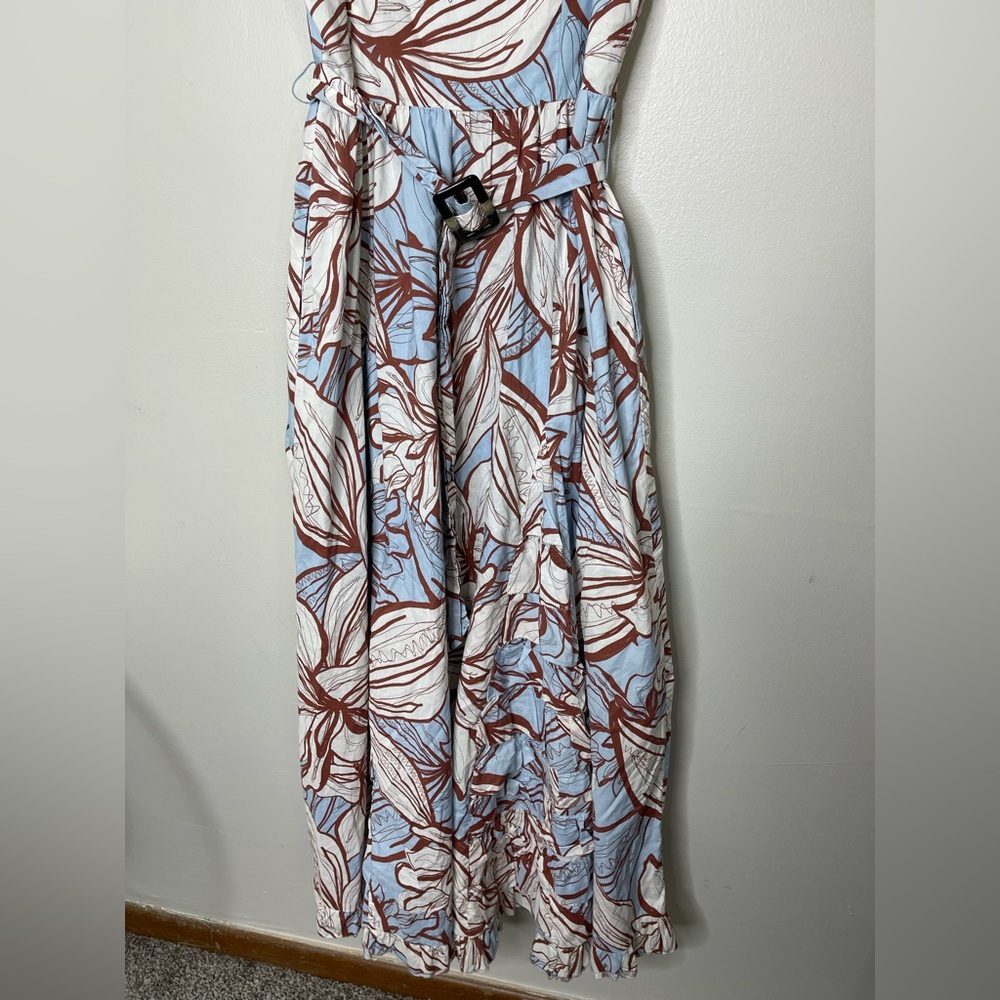 Nicholas the Label Julie Poplin Maxi Dress Mocha Etched Floral Sz 4 Garden - Picture 6 of 16
